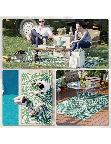Outsunny Reversible Outdoor RV Rug, 1.5 x 2.4m Patio Floor Mat, Waterproof Plastic Straw Rug for Garden, Deck, Picnic, Beach, Ca - pic 131173 | FastDaddyshop