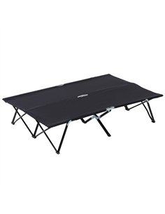 Outsunny Double Camping Cot Bed, with Bag - Black