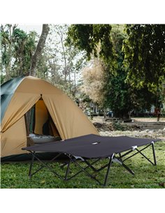 Outsunny Double Camping Cot Bed, with Bag - Black 2