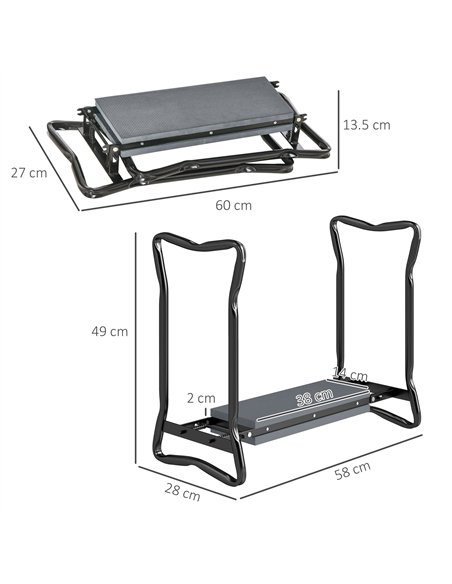 Outsunny 2 In 1 Garden Kneeler Seat Kneeling Pad Support Bench Foldable Knee Protector, Grey - pic 131189 | FastDaddyshop