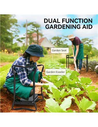 Outsunny 2 In 1 Garden Kneeler Seat Kneeling Pad Support Bench Foldable Knee Protector, Grey