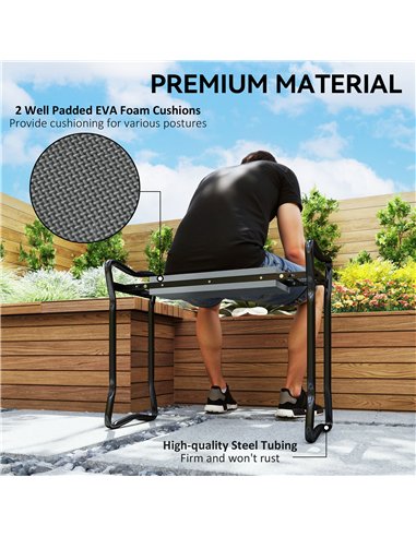 Outsunny 2 In 1 Garden Kneeler Seat Kneeling Pad Support Bench Foldable Knee Protector, Grey
