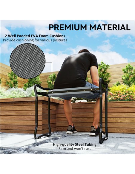 Outsunny 2 In 1 Garden Kneeler Seat Kneeling Pad Support Bench Foldable Knee Protector, Grey - pic 131192 | FastDaddyshop