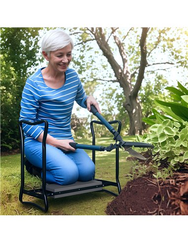 Outsunny 2 In 1 Garden Kneeler Seat Kneeling Pad Support Bench Foldable Knee Protector, Grey