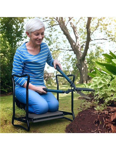Outsunny 2 In 1 Garden Kneeler Seat Kneeling Pad Support Bench Foldable Knee Protector, Grey - pic 131193 | FastDaddyshop