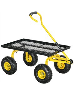 Outsunny Garden Trolley Cart, Heavy Duty Garden Cart with Metal Frame, 10" Pneumatic Wheels, Rotating Handle, 150kg Capacity, fo