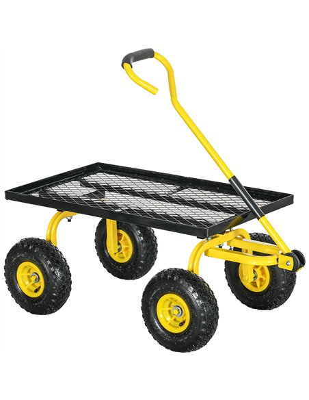 Outsunny Garden Trolley Cart, Heavy Duty Garden Cart with Metal Frame, 10" Pneumatic Wheels, Rotating Handle, 150kg Capacity, fo - pic 131196 | FastDaddyshop