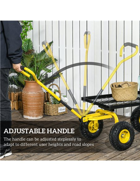 Outsunny Garden Trolley Cart, Heavy Duty Garden Cart with Metal Frame, 10" Pneumatic Wheels, Rotating Handle, 150kg Capacity, fo - pic 131199 | FastDaddyshop