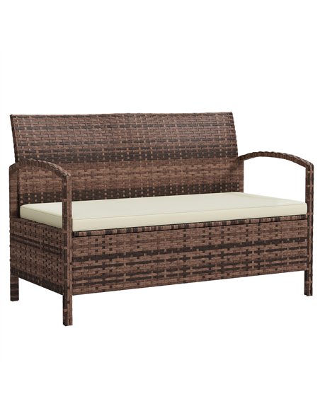 Outsunny 125L Storage Garden Bench, with Cushion - Brown - pic 131214 | FastDaddyshop