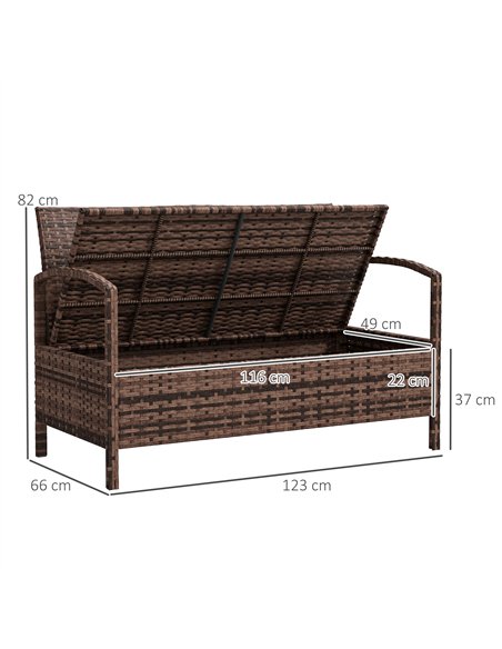 Outsunny 125L Storage Garden Bench, with Cushion - Brown - pic 131216 | FastDaddyshop