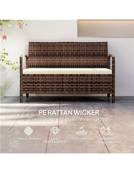 Outsunny 125L Storage Garden Bench, with Cushion - Brown - pic 131218 | FastDaddyshop