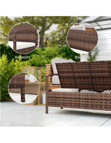 Outsunny 125L Storage Garden Bench, with Cushion - Brown