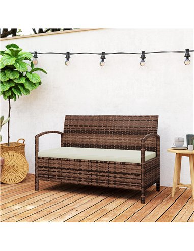 Outsunny 125L Storage Garden Bench, with Cushion - Brown