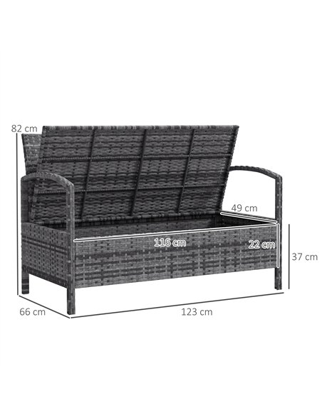 Outsunny 125L Storage Garden Bench, with Cushion - Grey - pic 131225 | FastDaddyshop