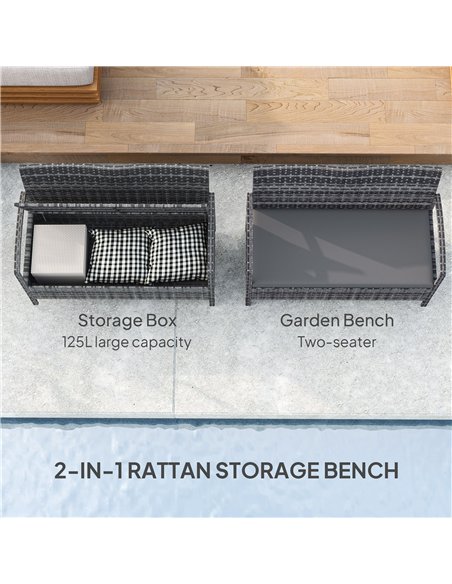 Outsunny 125L Storage Garden Bench, with Cushion - Grey - pic 131226 | FastDaddyshop