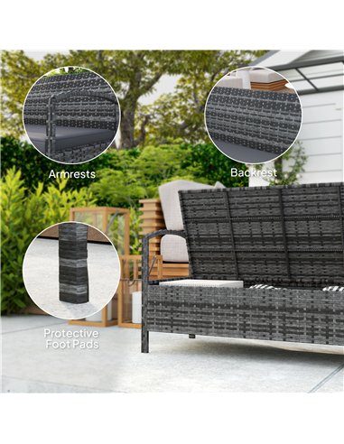 Outsunny 125L Storage Garden Bench, with Cushion - Grey