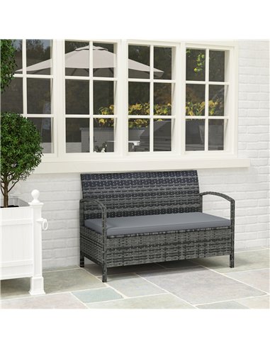 Outsunny 125L Storage Garden Bench, with Cushion - Grey