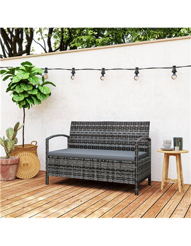 Outsunny 125L Storage Garden Bench, with Cushion - Grey