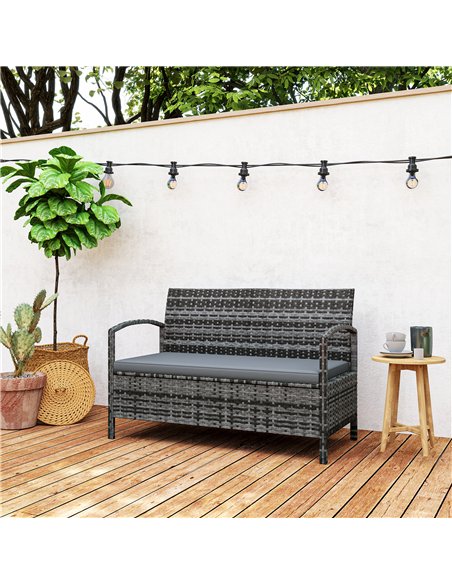 Outsunny 125L Storage Garden Bench, with Cushion - Grey - pic 131231 | FastDaddyshop