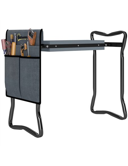 Outsunny Steel Frame Padded Garden Kneeler, with Tool Bag - Grey - pic 131232 | FastDaddyshop