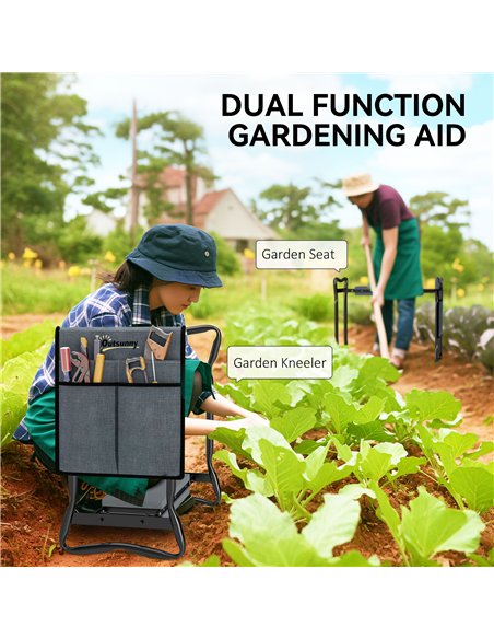 Outsunny Steel Frame Padded Garden Kneeler, with Tool Bag - Grey - pic 131235 | FastDaddyshop