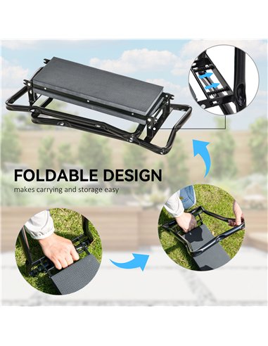 Outsunny Steel Frame Padded Garden Kneeler, with Tool Bag - Grey
