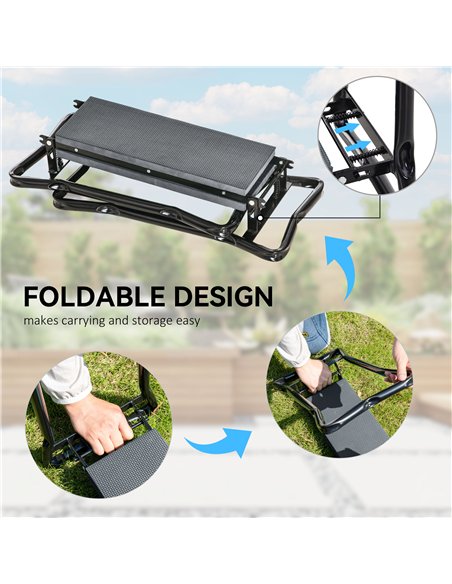 Outsunny Steel Frame Padded Garden Kneeler, with Tool Bag - Grey - pic 131236 | FastDaddyshop