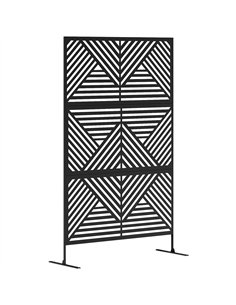 Outsunny Decorative Garden Privacy Screen with Stand, 6.5FT Freestanding Metal Outdoor Divider, Decorative Privacy Panel with Ex