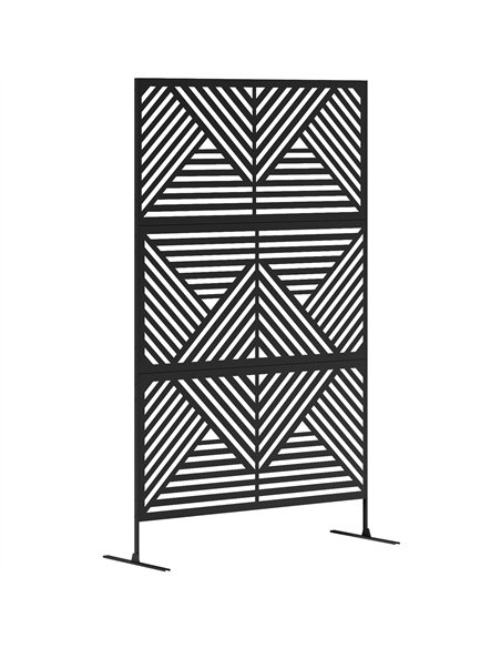 Outsunny Decorative Garden Privacy Screen with Stand, 6.5FT Freestanding Metal Outdoor Divider, Decorative Privacy Panel with Ex - pic 131241 | FastDaddyshop