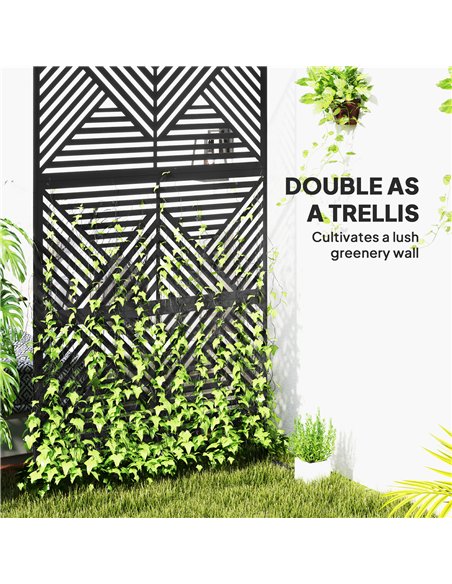 Outsunny Decorative Garden Privacy Screen with Stand, 6.5FT Freestanding Metal Outdoor Divider, Decorative Privacy Panel with Ex - pic 131244 | FastDaddyshop