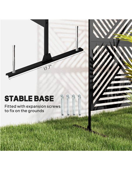 Outsunny Decorative Garden Privacy Screen with Stand, 6.5FT Freestanding Metal Outdoor Divider, Decorative Privacy Panel with Ex - pic 131245 | FastDaddyshop