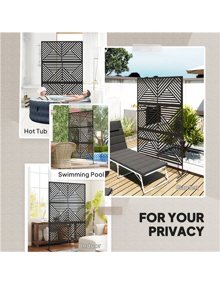 Outsunny Decorative Garden Privacy Screen with Stand, 6.5FT Freestanding Metal Outdoor Divider, Decorative Privacy Panel with Ex - pic 131246 | FastDaddyshop