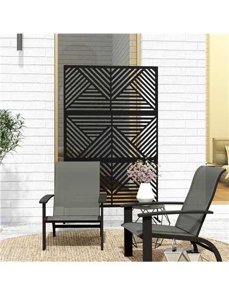Outsunny Decorative Garden Privacy Screen with Stand, 6.5FT Freestanding Metal Outdoor Divider, Decorative Privacy Panel with Ex - pic 131248 | FastDaddyshop