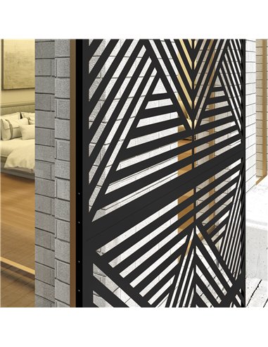 Outsunny Decorative Garden Privacy Screen with Stand, 6.5FT Freestanding Metal Outdoor Divider, Decorative Privacy Panel with Ex