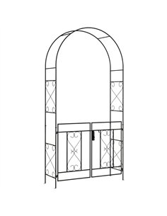 Outsunny Decorative Garden Arch, with Gate - Black