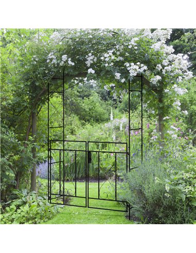 Outsunny Decorative Garden Arch, with Gate - Black