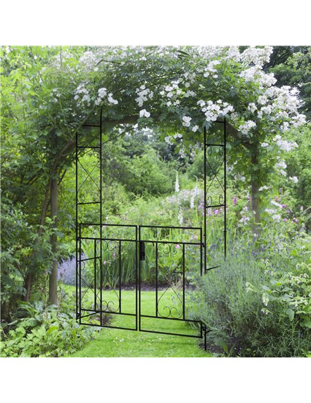 Outsunny Decorative Garden Arch, with Gate - Black - pic 131251 | FastDaddyshop