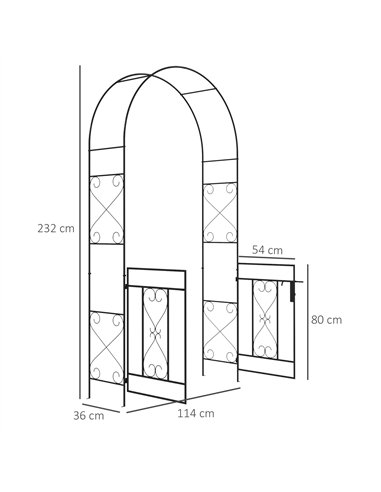 Outsunny Decorative Garden Arch, with Gate - Black