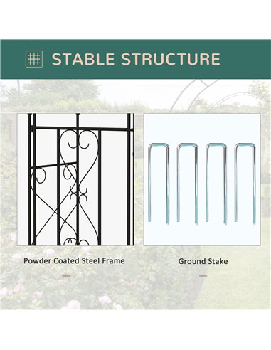 Outsunny Decorative Garden Arch, with Gate - Black