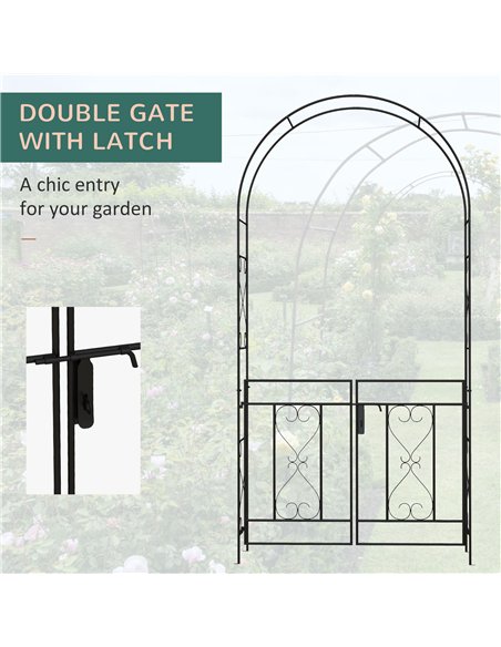 Outsunny Decorative Garden Arch, with Gate - Black - pic 131254 | FastDaddyshop