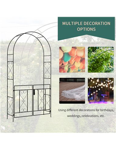 Outsunny Decorative Garden Arch, with Gate - Black