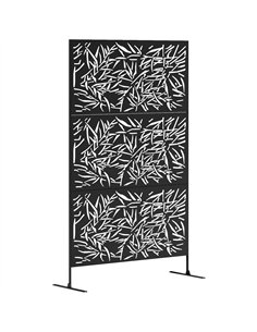 Outsunny Decorative Garden Privacy Screen with Stand, 6.5FT Freestanding Metal Outdoor Divider, Decorative Privacy Panel with Ex