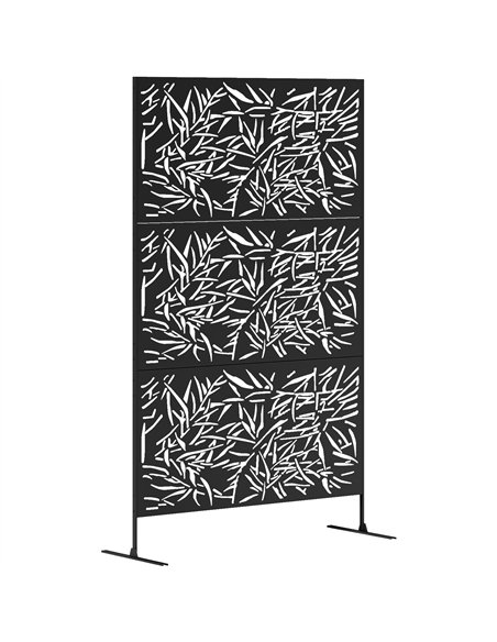 Outsunny Decorative Garden Privacy Screen with Stand, 6.5FT Freestanding Metal Outdoor Divider, Decorative Privacy Panel with Ex - pic 131259 | FastDaddyshop