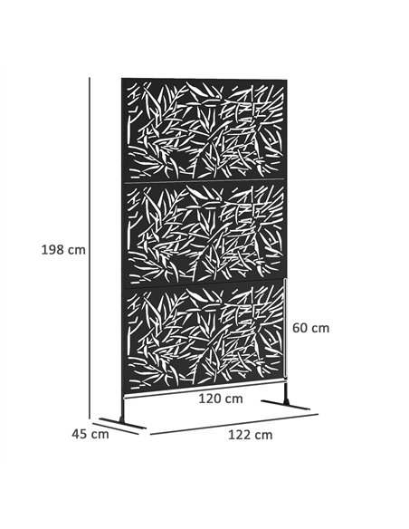 Outsunny Decorative Garden Privacy Screen with Stand, 6.5FT Freestanding Metal Outdoor Divider, Decorative Privacy Panel with Ex - pic 131261 | FastDaddyshop