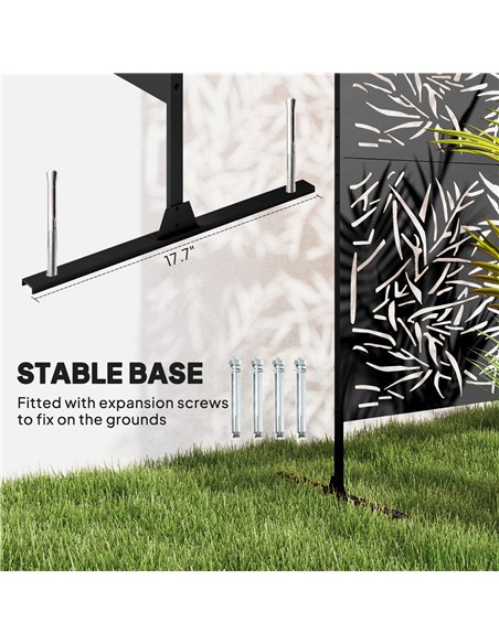 Outsunny Decorative Garden Privacy Screen with Stand, 6.5FT Freestanding Metal Outdoor Divider, Decorative Privacy Panel with Ex - pic 131263 | FastDaddyshop