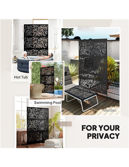 Outsunny Decorative Garden Privacy Screen with Stand, 6.5FT Freestanding Metal Outdoor Divider, Decorative Privacy Panel with Ex - pic 131264 | FastDaddyshop