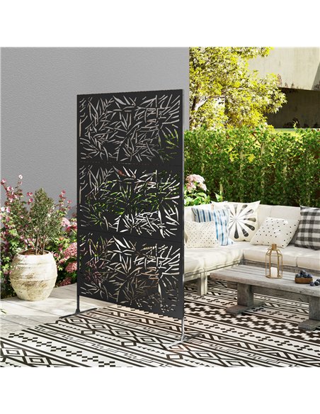 Outsunny Decorative Garden Privacy Screen with Stand, 6.5FT Freestanding Metal Outdoor Divider, Decorative Privacy Panel with Ex - pic 131265 | FastDaddyshop