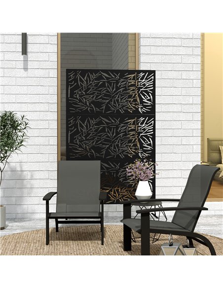 Outsunny Decorative Garden Privacy Screen with Stand, 6.5FT Freestanding Metal Outdoor Divider, Decorative Privacy Panel with Ex - pic 131266 | FastDaddyshop
