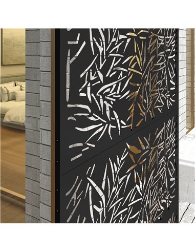 Outsunny Decorative Garden Privacy Screen with Stand, 6.5FT Freestanding Metal Outdoor Divider, Decorative Privacy Panel with Ex
