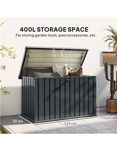 Outsunny 400L Galvanised Steel Garden Storage Box